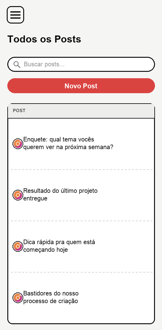 Lista de posts agendados no app Postoou, direto do celular